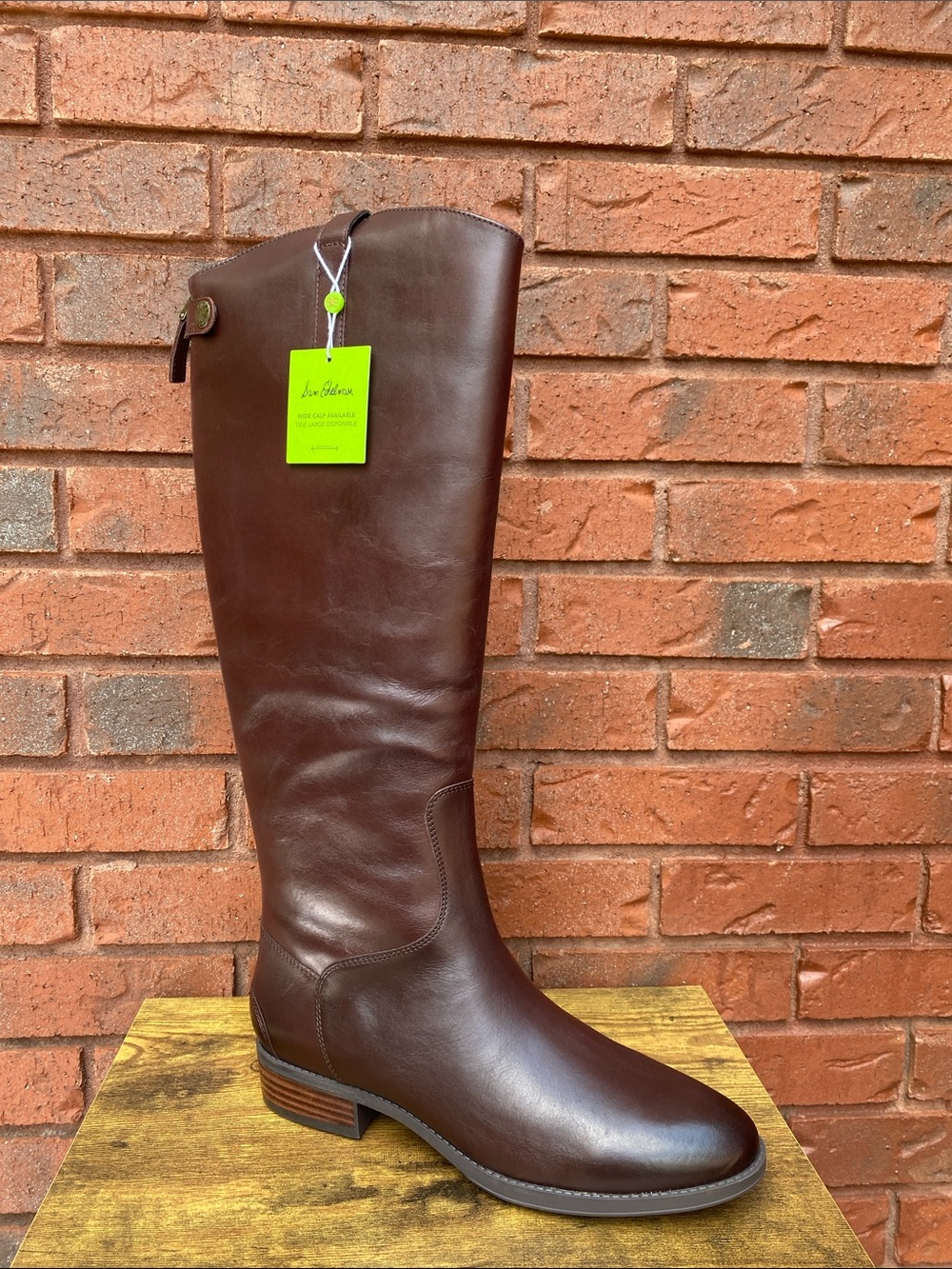 NWT Sam Edelman Brown Leather Knee-High Wide Calf Boot 11